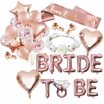 Balony Rose Gold ślub panieński w zestawie szarfa